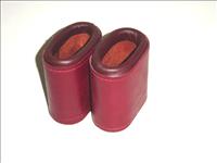 Leather Dice Cups Oval Burgundy Red Lip Pair